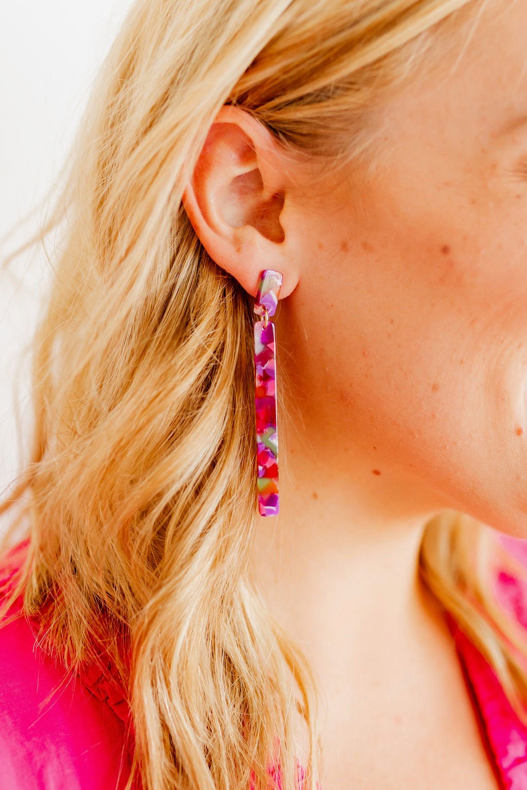 Keli - Pink Multi - Earrings - LINNY CO WholesaleAcetate
