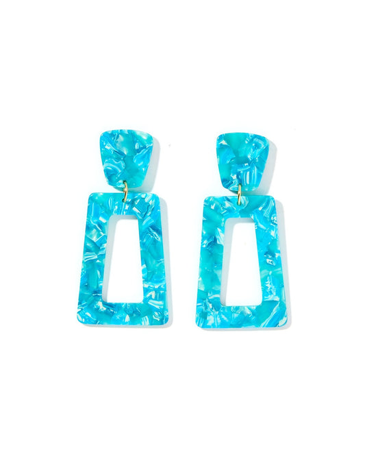 Kennedy Statement Earrings - Atlantis Teal - LINNY CO WholesaleAcetate