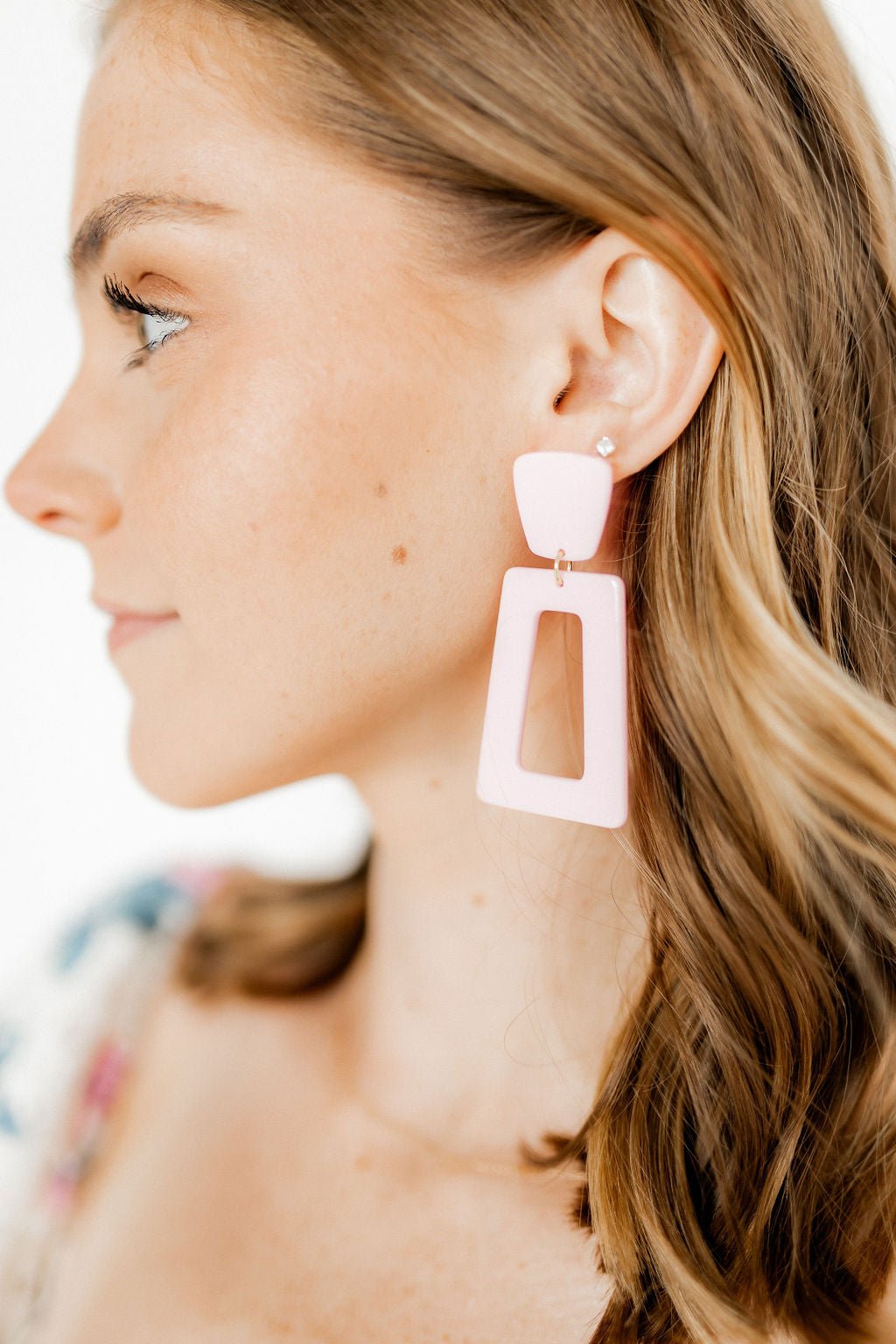 Kennedy Statement Earrings - Baby Pink - LINNY CO WholesaleAcetate