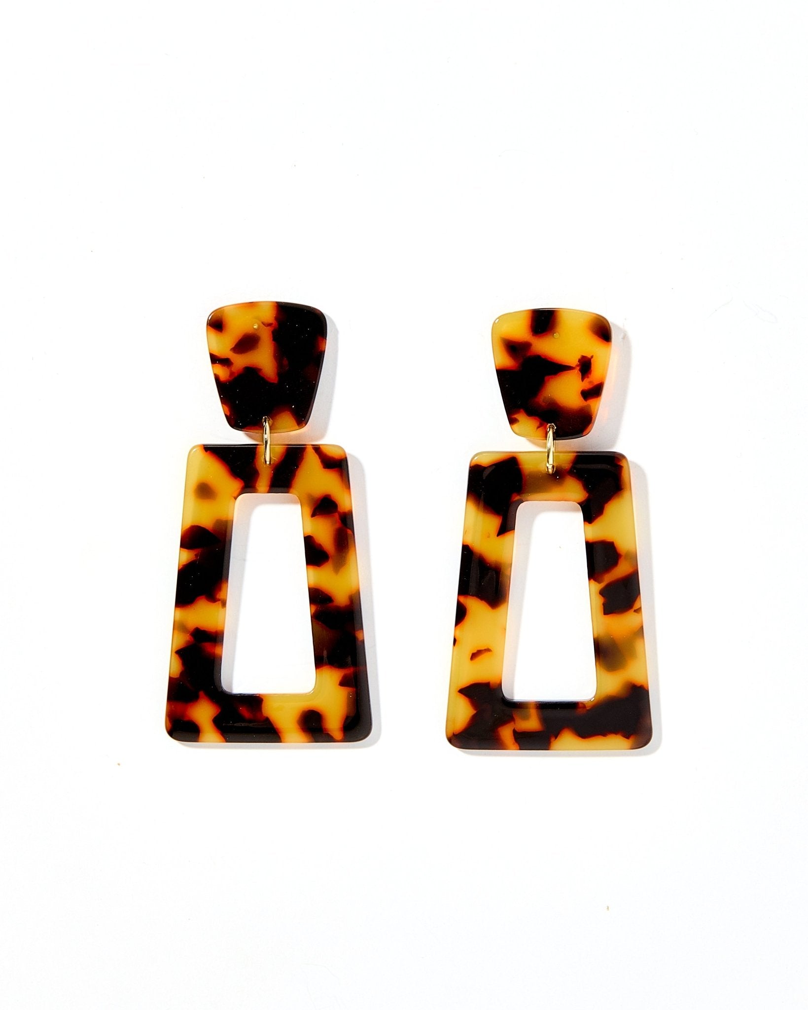 Kennedy Statement Earrings - Brown Tortoise - LINNY CO WholesaleAcetate