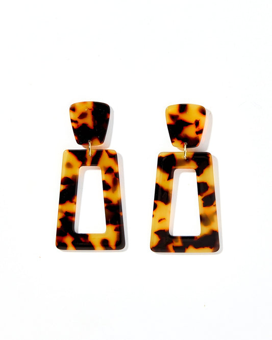 Kennedy Statement Earrings - Brown Tortoise - LINNY CO WholesaleAcetate
