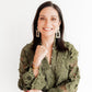 Kennedy Statement Earrings - Champagne Checkered - LINNY CO WholesaleAcetate