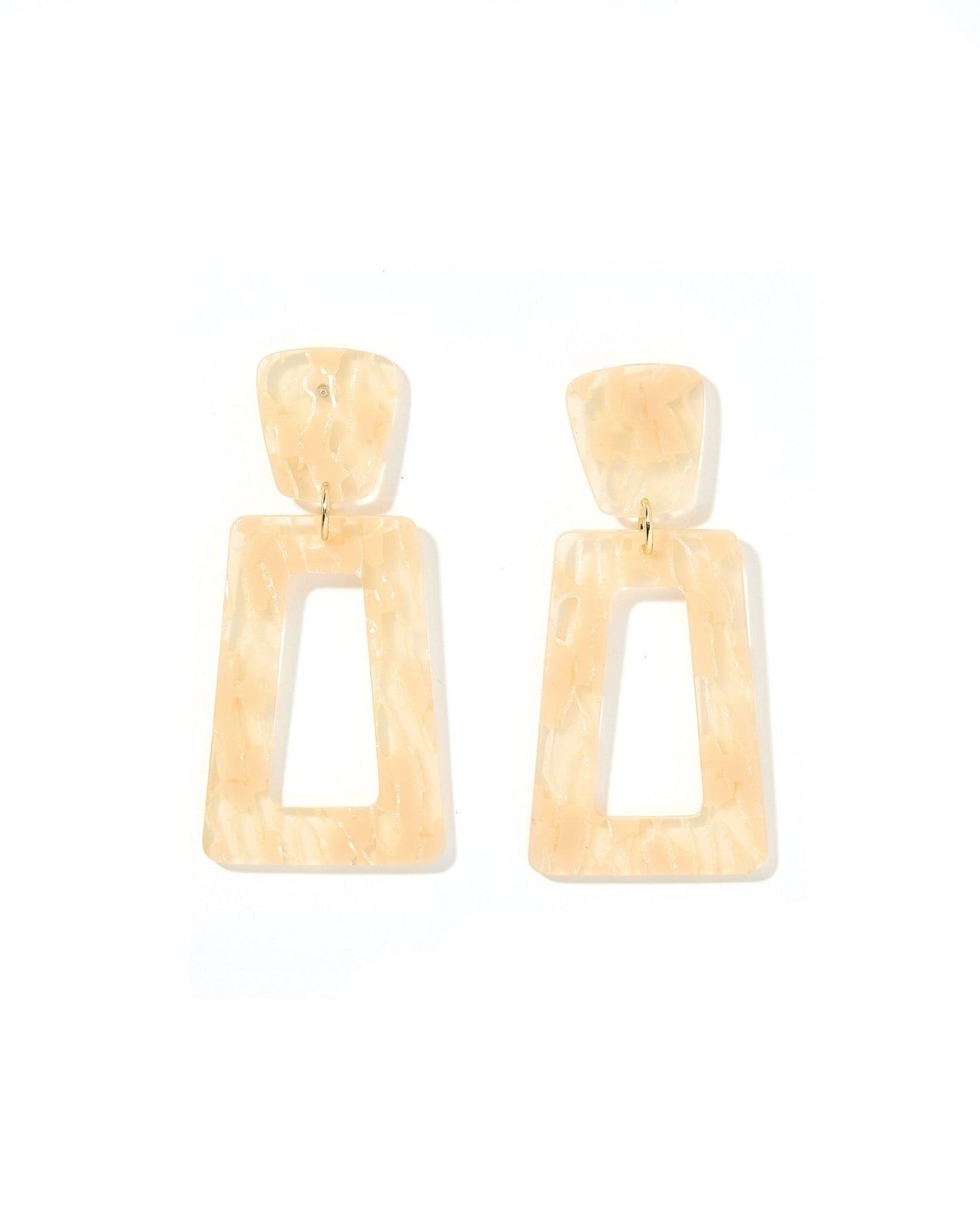 Kennedy Statement Earrings - Champagne Checkered - LINNY CO WholesaleAcetate