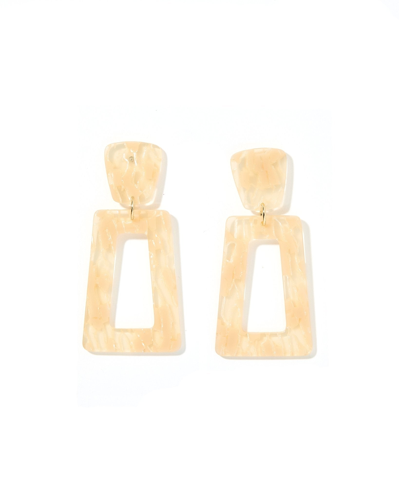 Kennedy Statement Earrings - Champagne Checkered - LINNY CO WholesaleAcetate