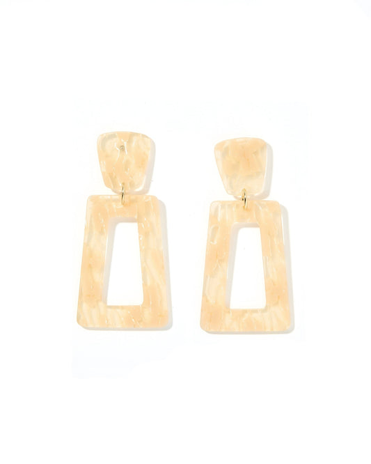 Kennedy Statement Earrings - Champagne Checkered - LINNY CO WholesaleAcetate