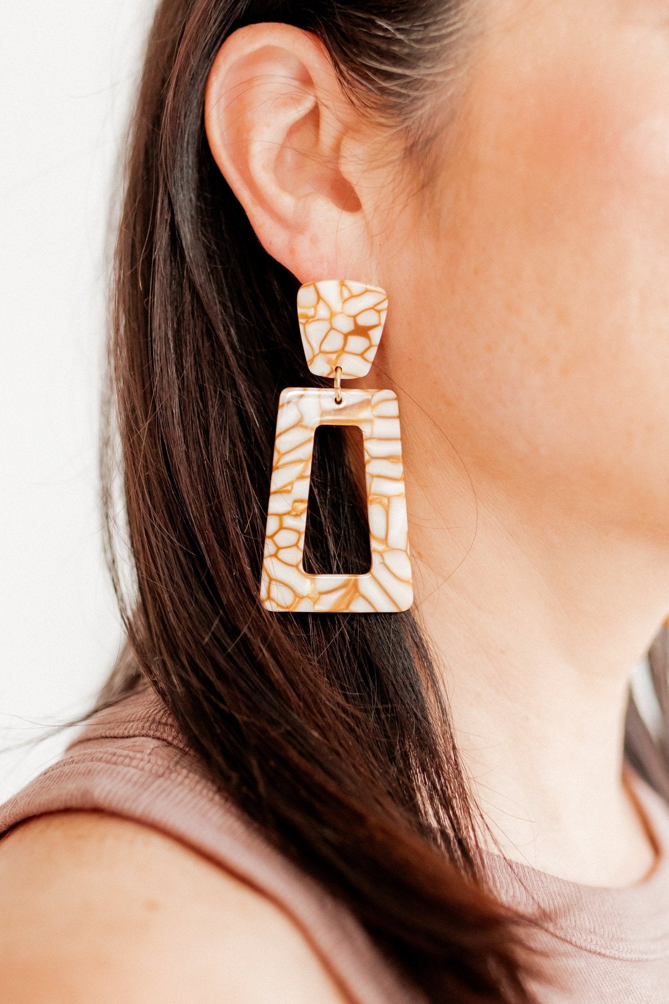 Kennedy Statement Earrings - Desert Sand - LINNY CO WholesaleAcetate