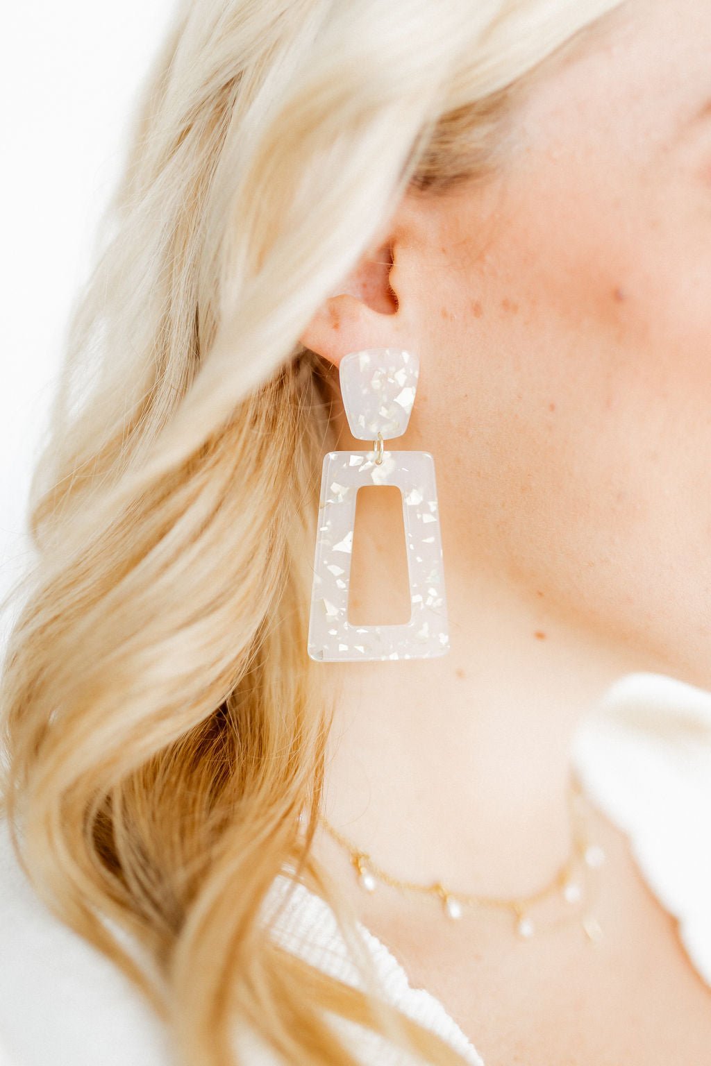 Kennedy Statement Earrings - Gold Confetti - LINNY CO WholesaleAcetate