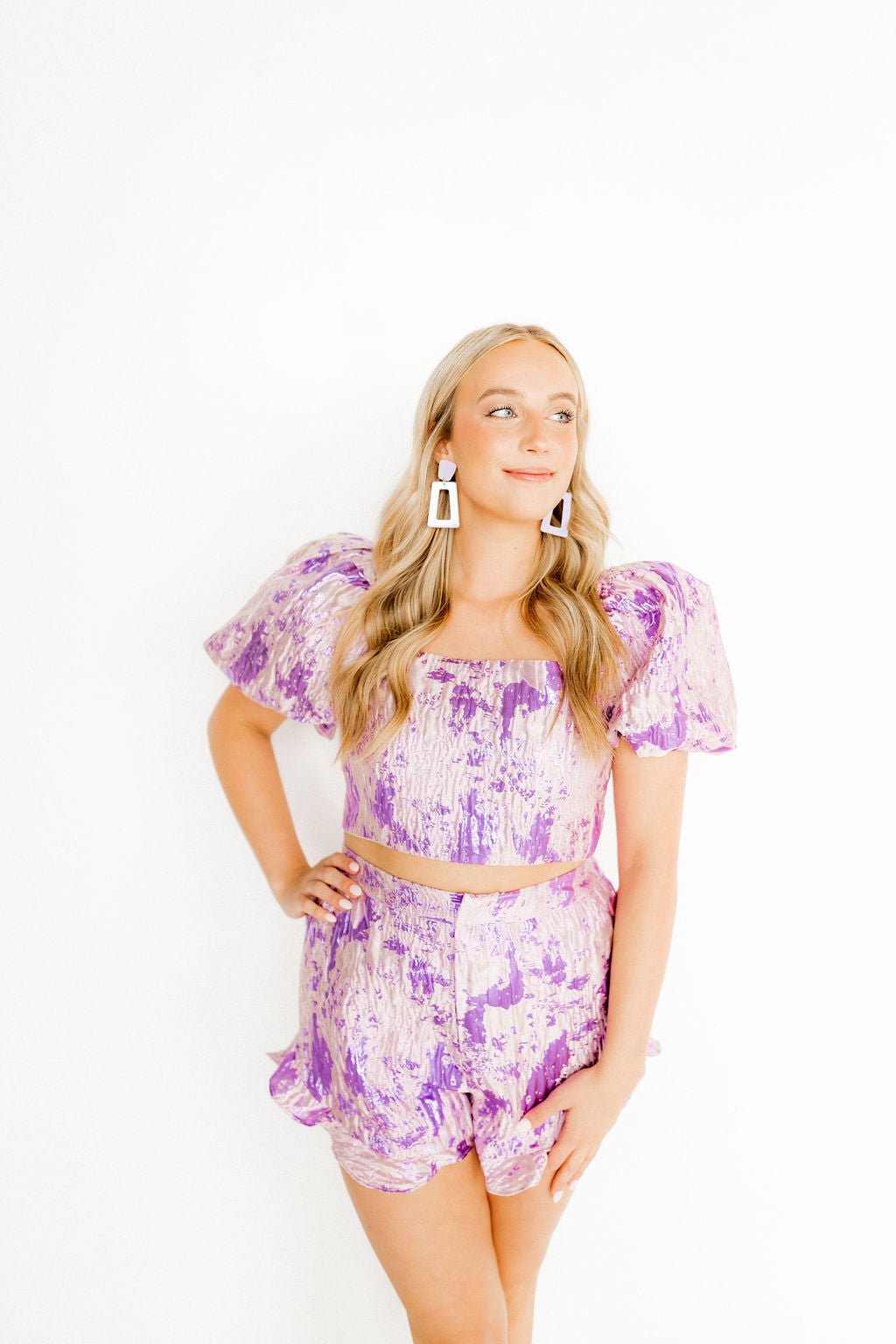 Kennedy Statement Earrings - Lilac - LINNY CO WholesaleAcetate