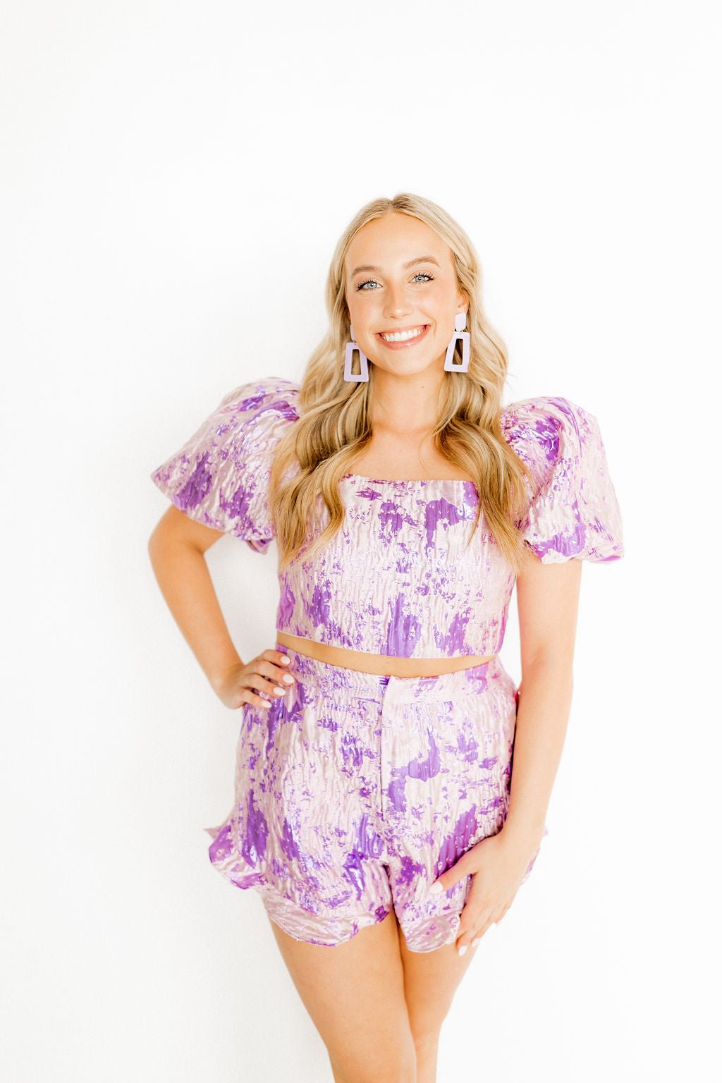 Kennedy Statement Earrings - Lilac - LINNY CO WholesaleAcetate