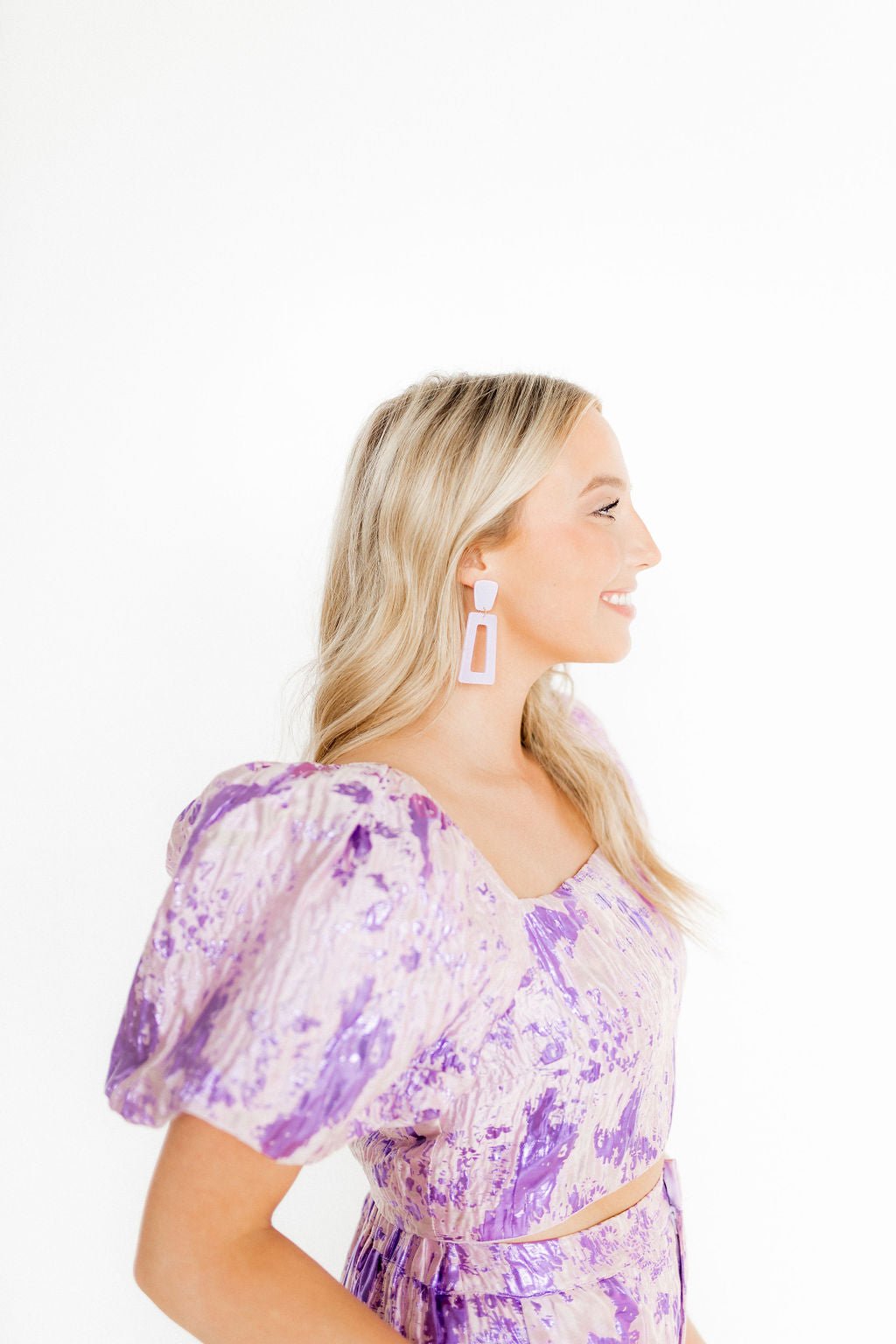 Kennedy Statement Earrings - Lilac - LINNY CO WholesaleAcetate