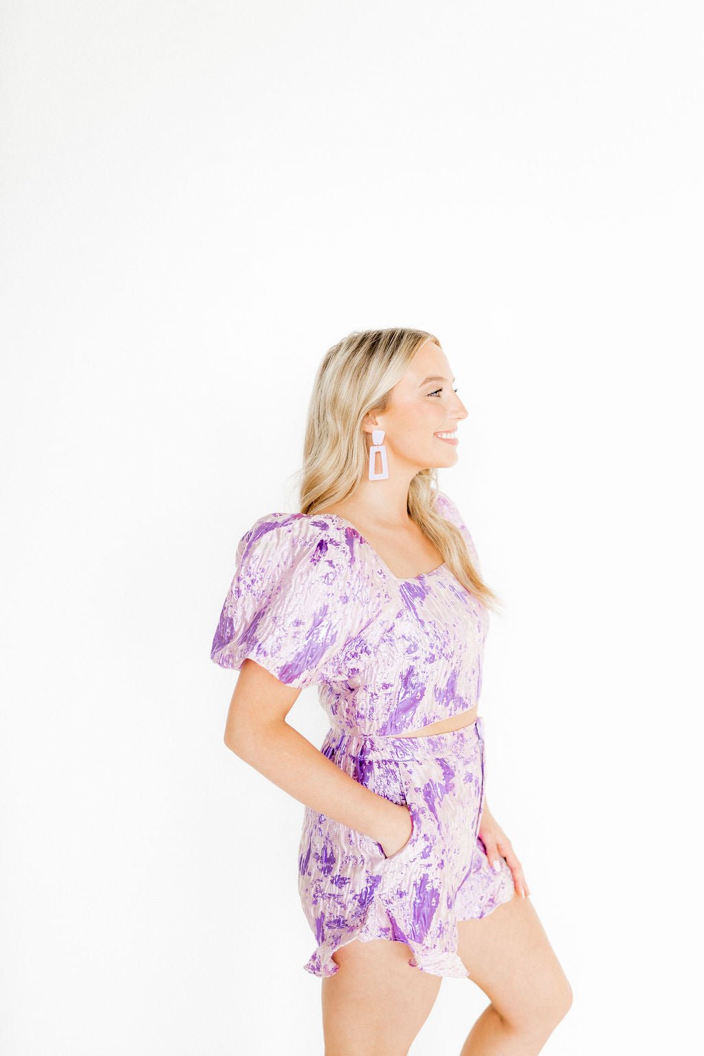 Kennedy Statement Earrings - Lilac - LINNY CO WholesaleAcetate