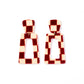 Kennedy Statement Earrings - Maroon Checkered - LINNY CO WholesaleAcetate