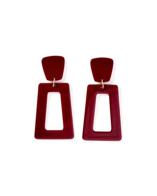 Kennedy Statement Earrings - Maroon - LINNY CO WholesaleAcetate
