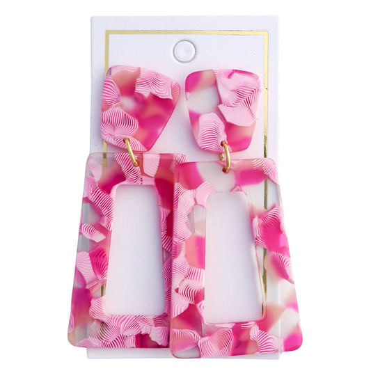Kennedy Statement Earrings - Mermaid Pink - LINNY CO WholesaleAcetate