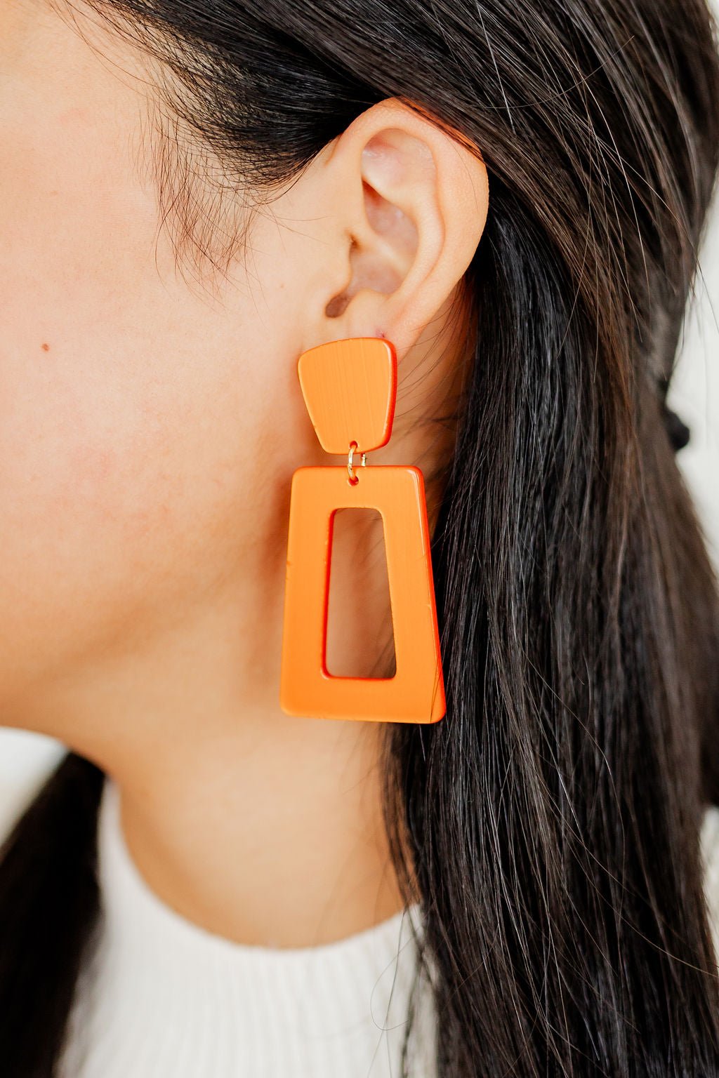 Kennedy Statement Earrings - Metallic Orange - LINNY CO WholesaleAcetate