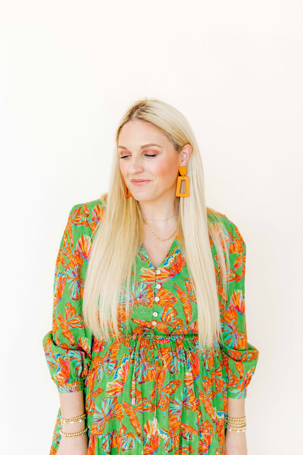 Kennedy Statement Earrings - Metallic Orange - LINNY CO WholesaleAcetate