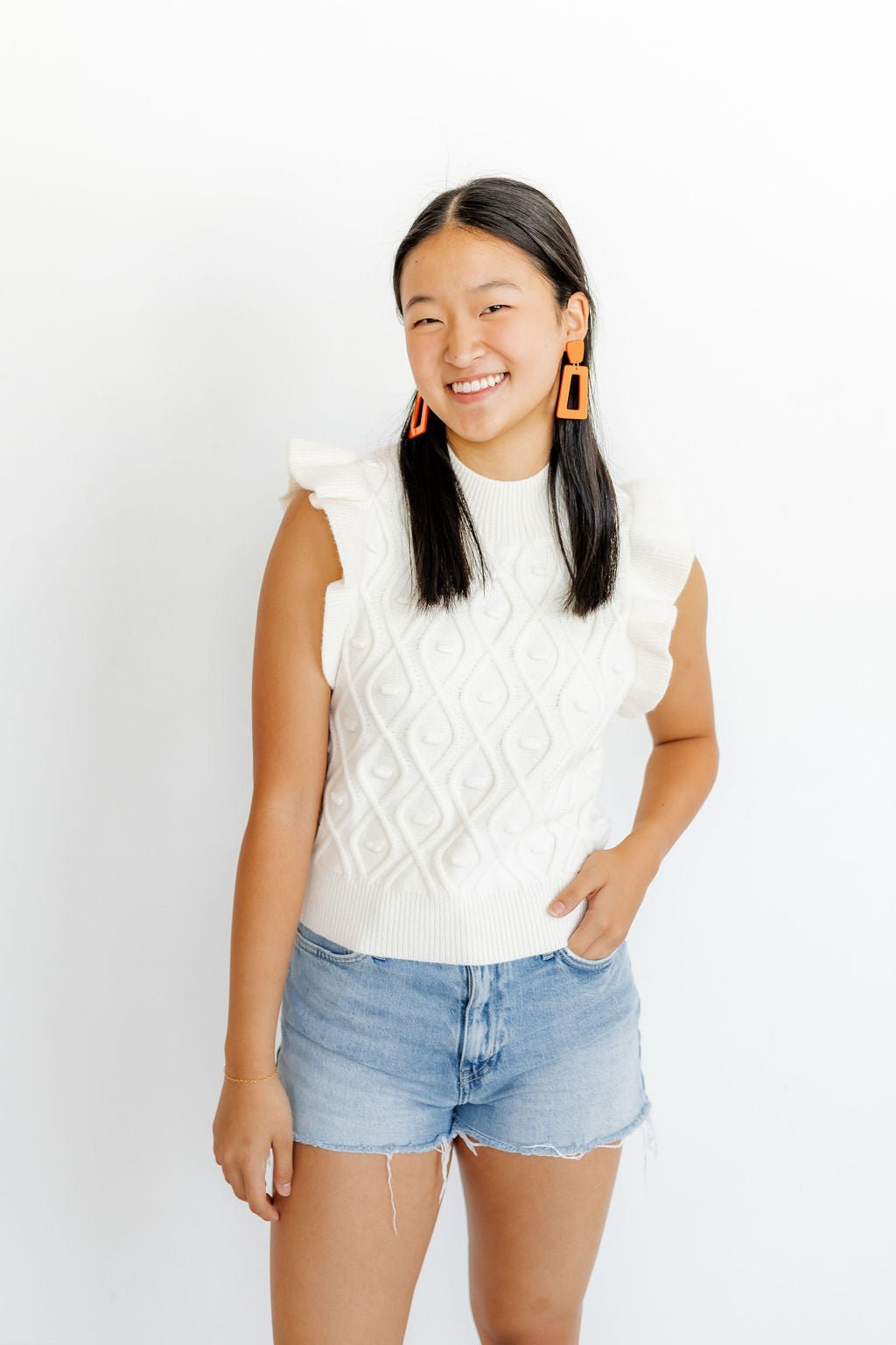 Kennedy Statement Earrings - Metallic Orange - LINNY CO WholesaleAcetate