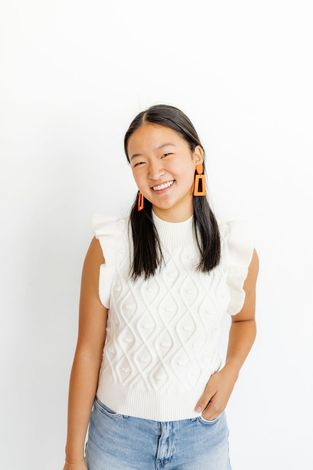 Kennedy Statement Earrings - Metallic Orange - LINNY CO WholesaleAcetate