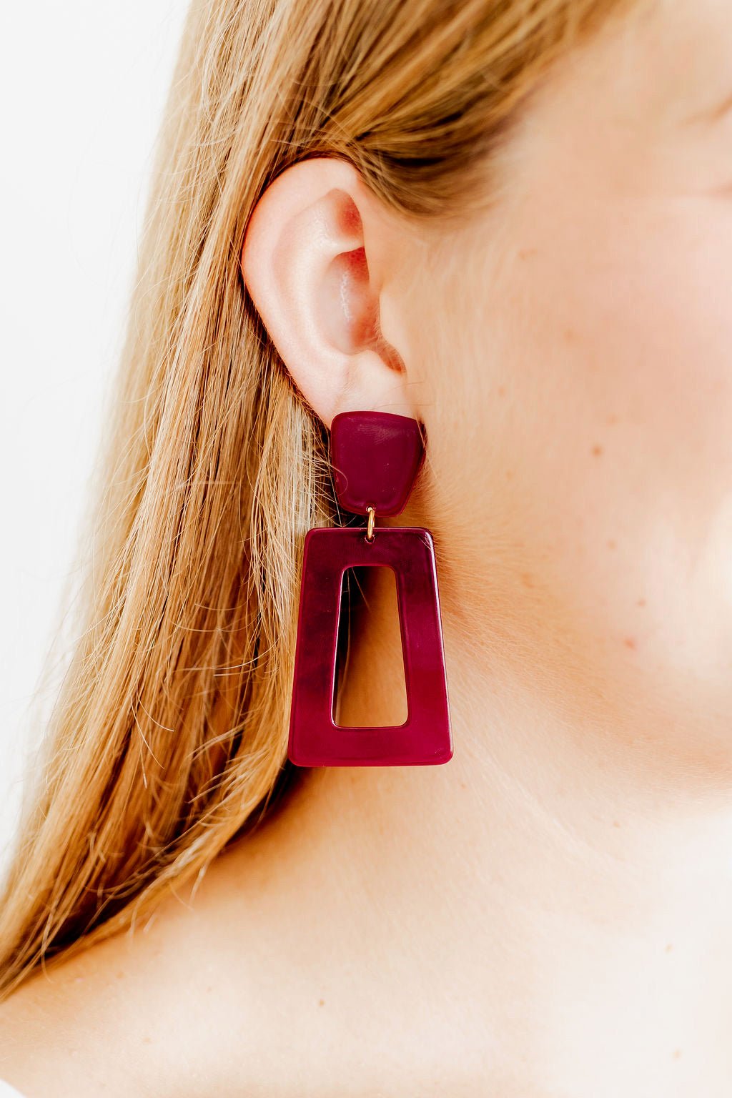 Kennedy Statement Earrings - Mulberry - LINNY CO WholesaleAcetate