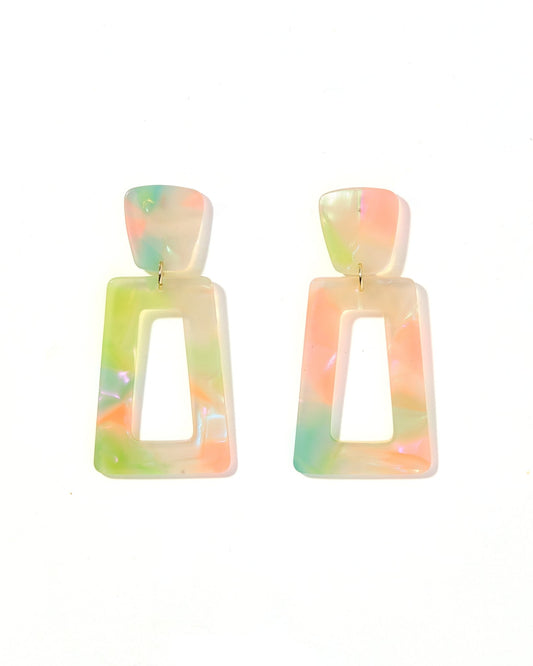 Kennedy Statement Earrings - Neon Punch - LINNY CO WholesaleAcetate