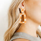 Kennedy Statement Earrings - Orange Checkered - LINNY CO WholesaleAcetate