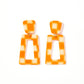 Kennedy Statement Earrings - Orange Checkered - LINNY CO WholesaleAcetate