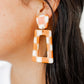 Kennedy Statement Earrings - Orange Checkered - LINNY CO WholesaleAcetate