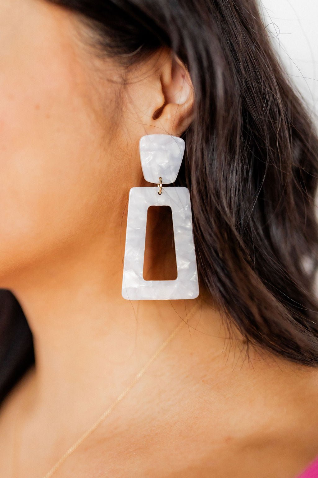 Kennedy Statement Earrings - Pearl White - LINNY CO WholesaleAcetate