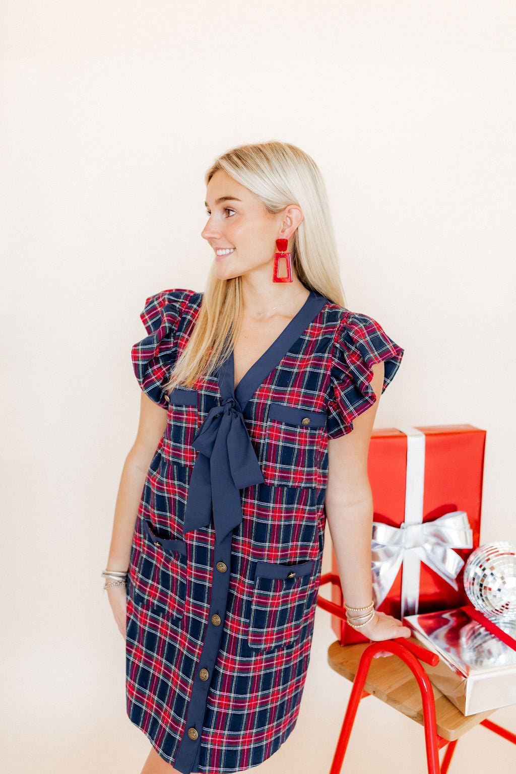 Kennedy Statement Earrings - Pearlized Red - LINNY CO WholesaleAcetate