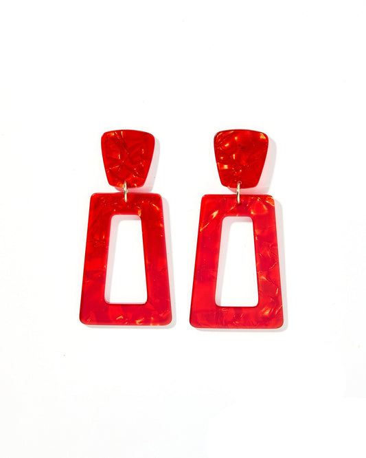 Kennedy Statement Earrings - Pearlized Red - LINNY CO WholesaleAcetate