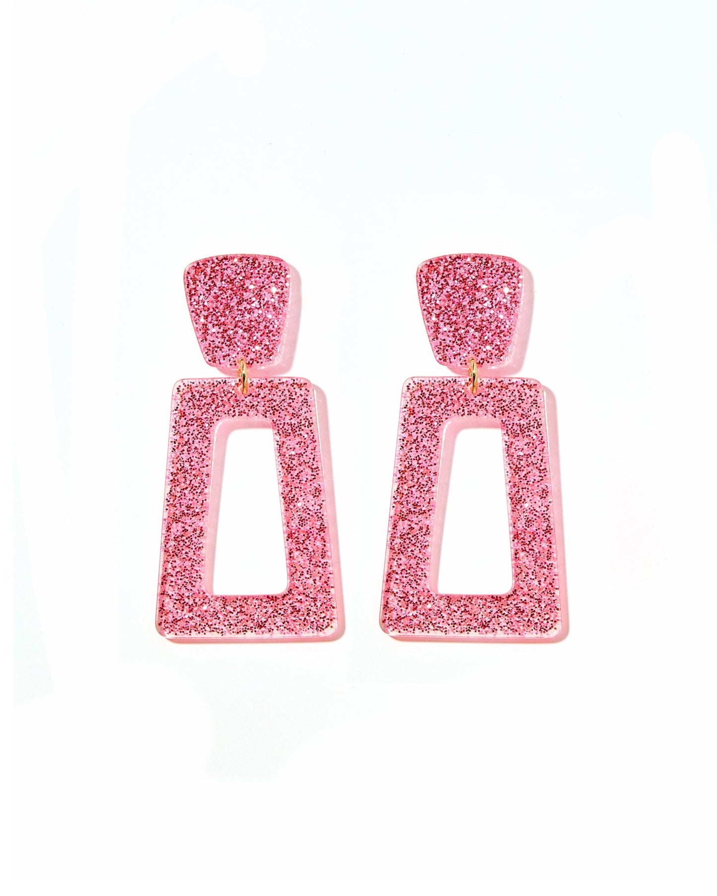 Kennedy Statement Earrings - Pink Glitter - LINNY CO WholesaleAcetate