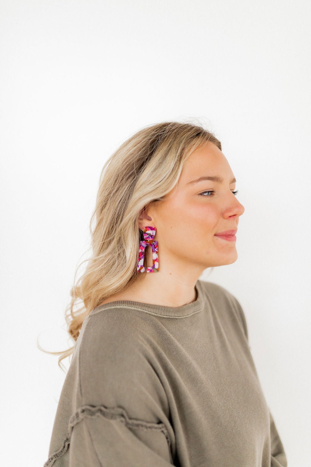Kennedy Statement Earrings - Pink Multi - LINNY CO WholesaleAcetate