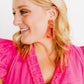 Kennedy Statement Earrings - Pink Tangerine - LINNY CO WholesaleAcetate