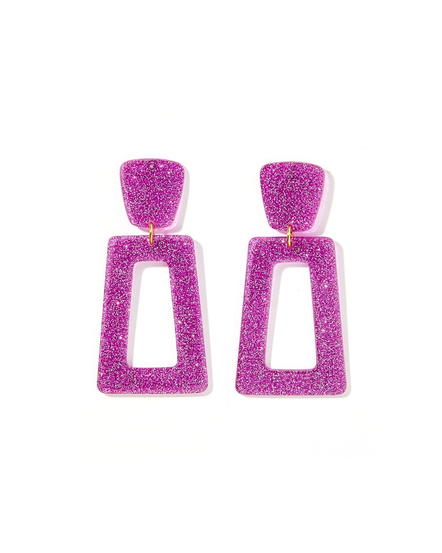 Kennedy Statement Earrings - Purple Glitter - LINNY CO WholesaleAcetate