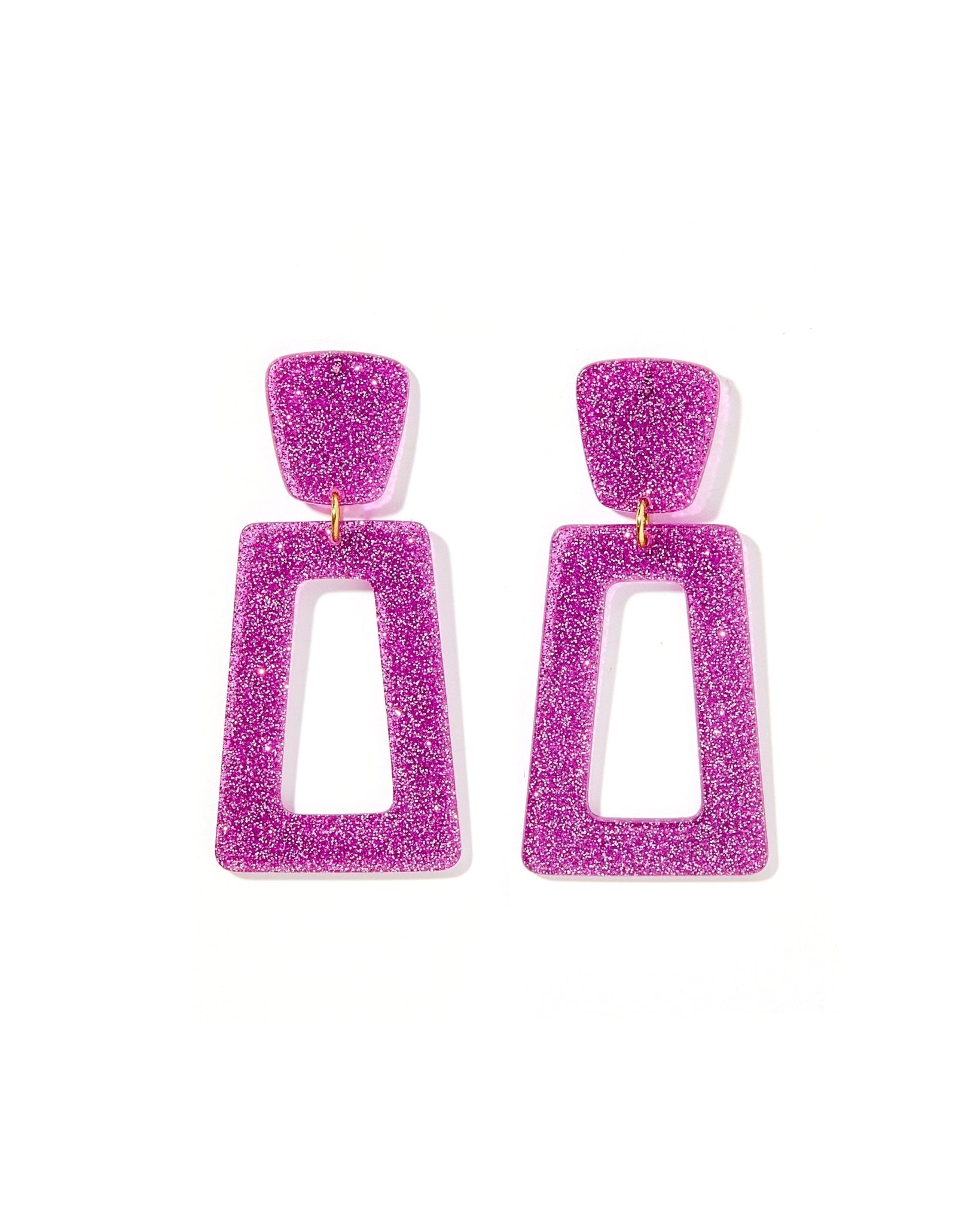 Kennedy Statement Earrings - Purple Glitter - LINNY CO WholesaleAcetate
