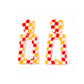 Kennedy Statement Earrings - Red and Gold Checkered - LINNY CO WholesaleAcetate