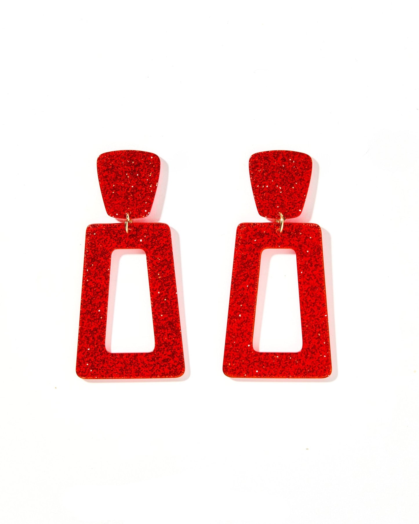 Kennedy Statement Earrings - Red Glitter - LINNY CO WholesaleAcetate