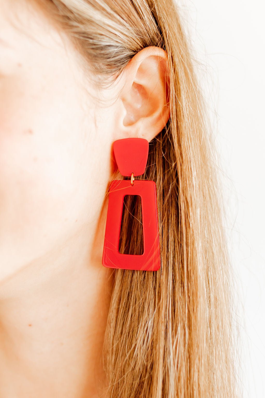 Kennedy Statement Earrings - True Red - LINNY CO WholesaleAcetate