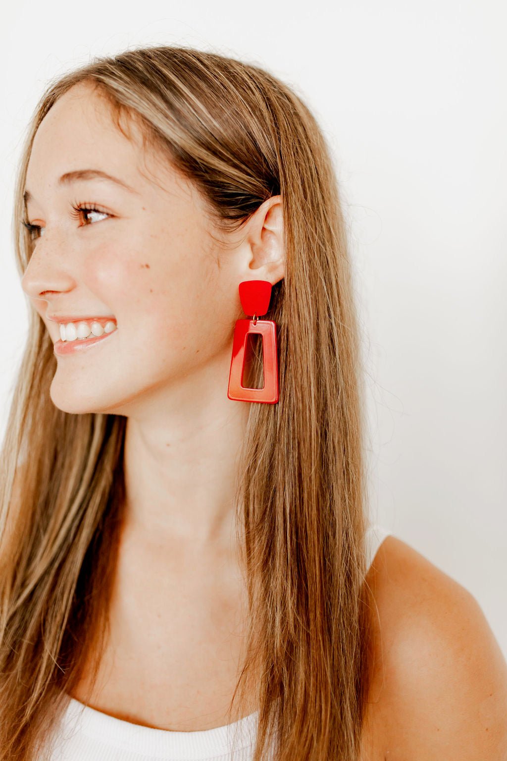 Kennedy Statement Earrings - True Red - LINNY CO WholesaleAcetate