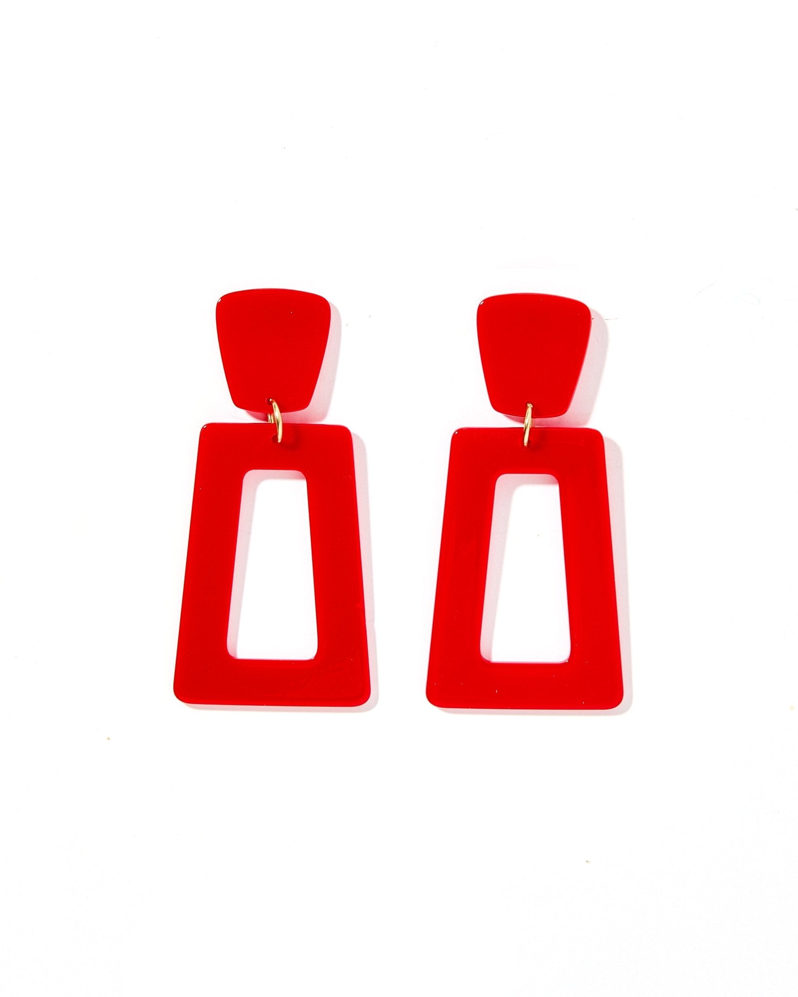Kennedy Statement Earrings - True Red - LINNY CO WholesaleAcetate