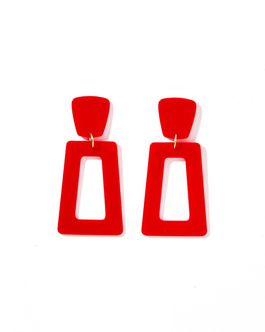 Kennedy Statement Earrings - True Red - LINNY CO WholesaleAcetate
