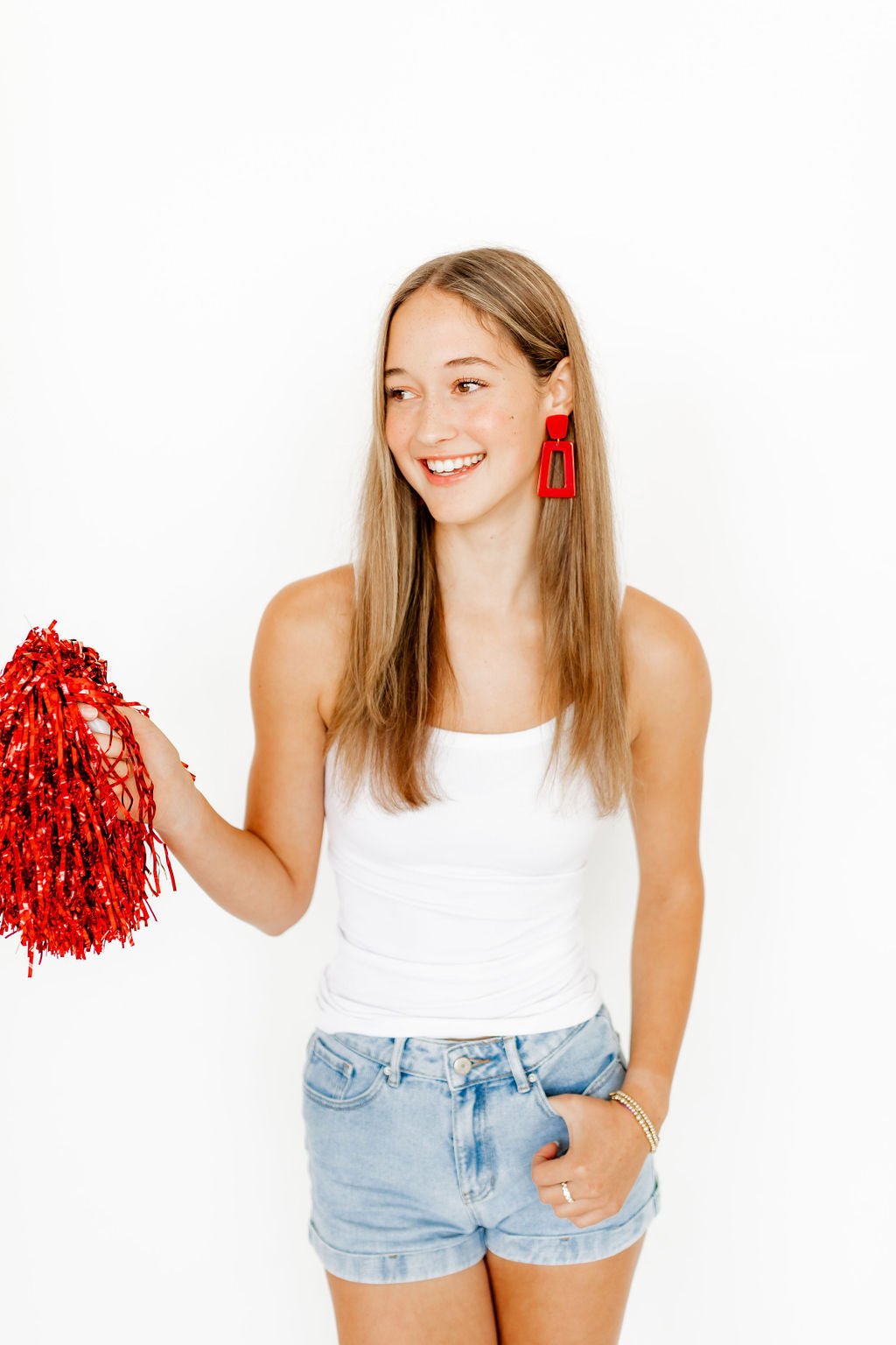 Kennedy Statement Earrings - True Red - LINNY CO WholesaleAcetate