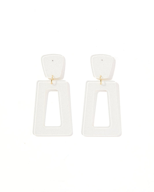 Kennedy Statement Earrings - White Glitter - LINNY CO WholesaleAcetate