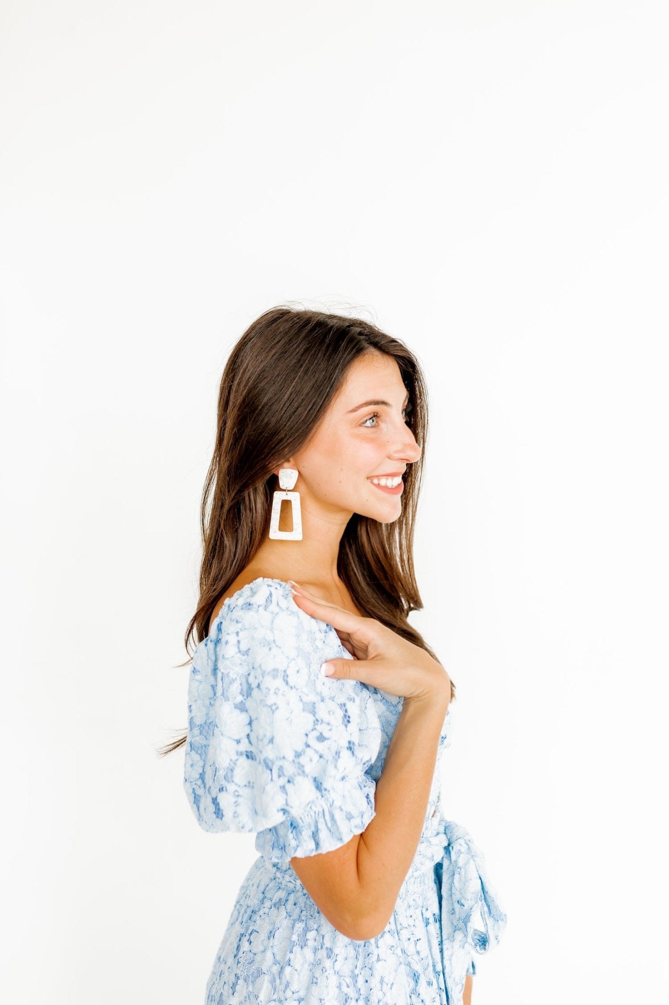 Kennedy Statement Earrings - White Shell - LINNY CO WholesaleAcetate