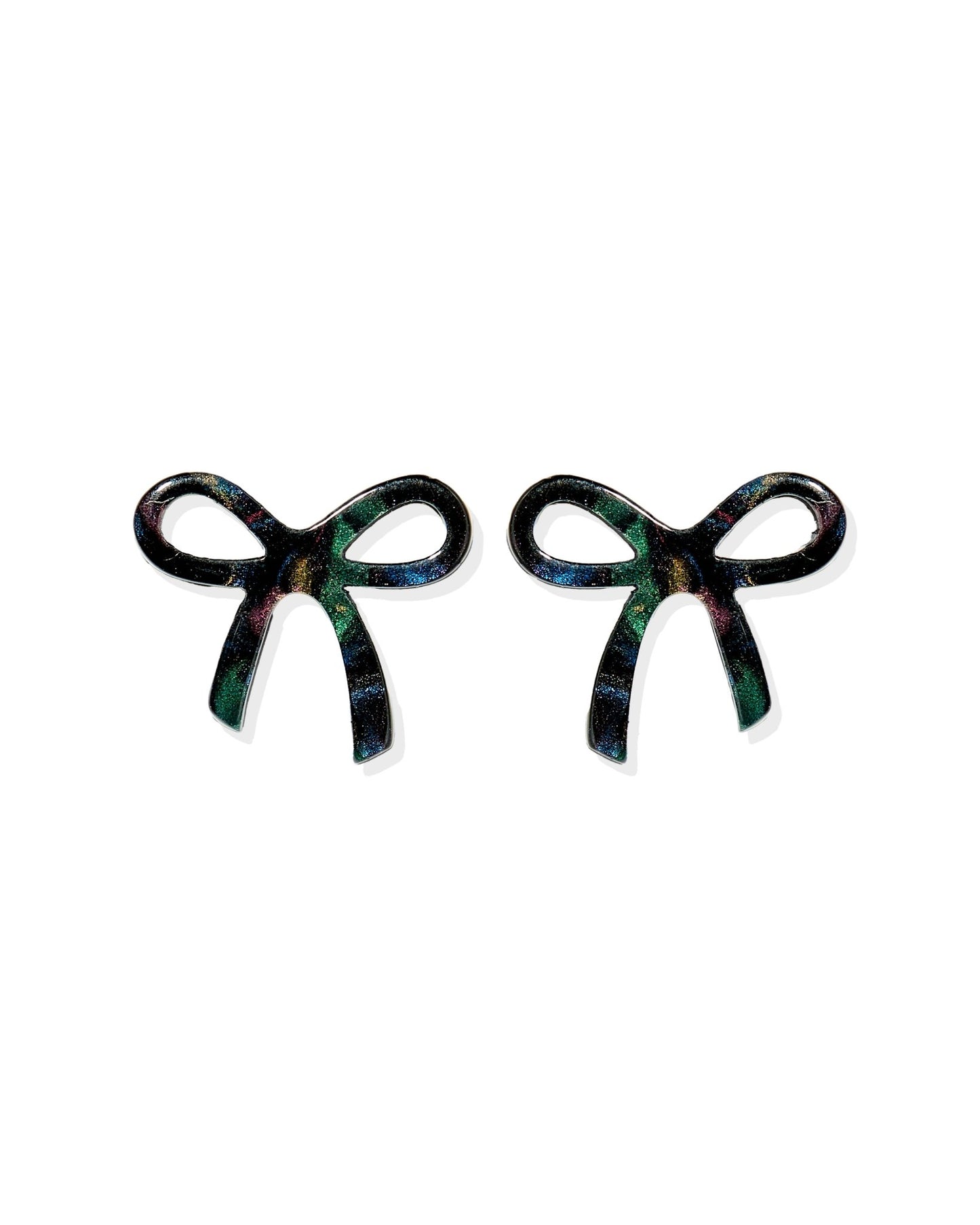 Kylie Bow Earrings - Black Iridescent - LINNY CO WholesaleAcetate