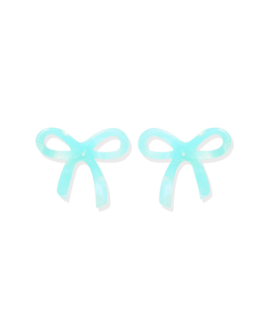Kylie Bow Earrings - Dahlia Blue - LINNY CO WholesaleAcetate