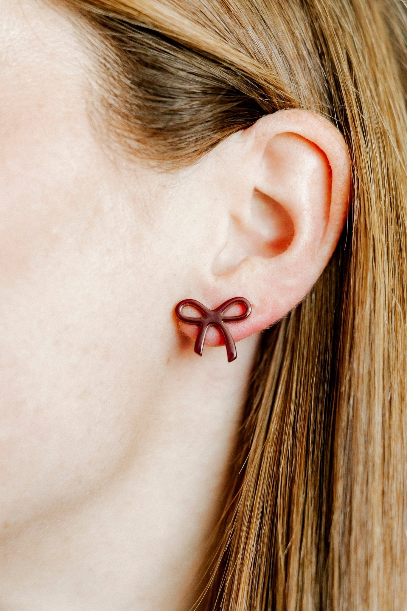 Kylie Bow Earrings - Maroon - LINNY CO WholesaleAcetate