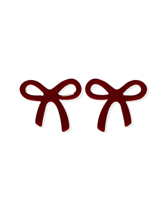 Kylie Bow Earrings - Maroon - LINNY CO WholesaleAcetate