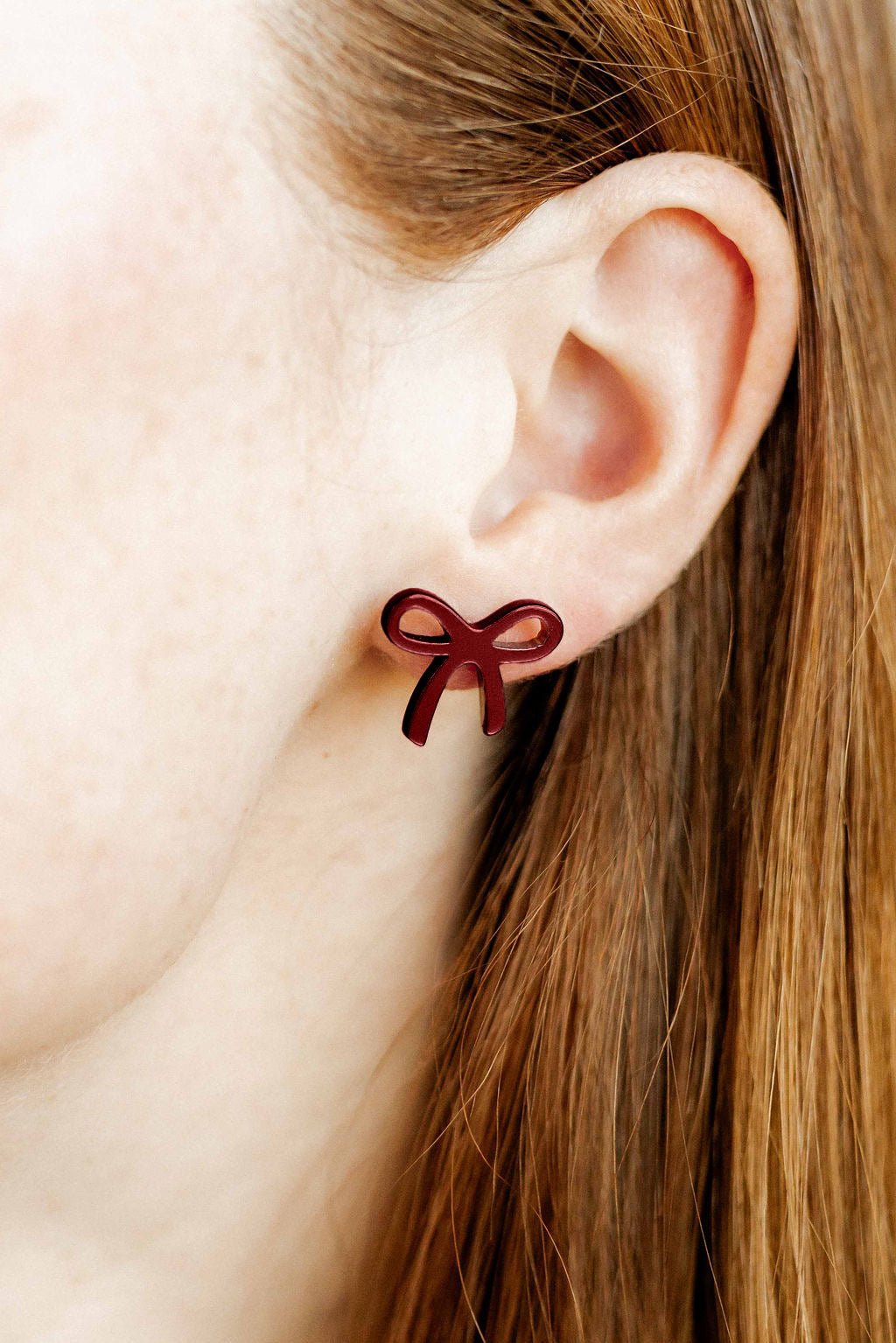 Kylie Bow Earrings - Maroon - LINNY CO WholesaleAcetate