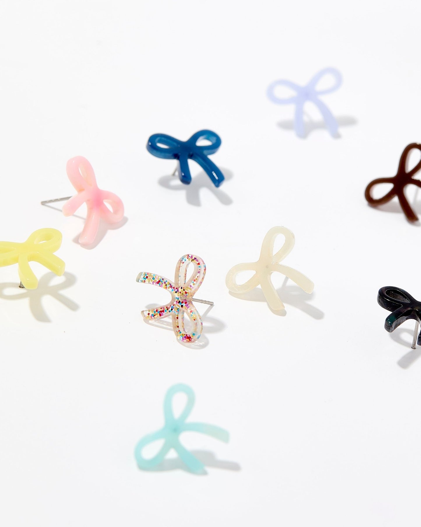 Kylie Bow Earrings - Multi Glitter - LINNY CO WholesaleAcetate